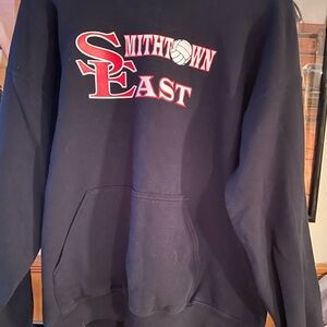 Gildan Black Hoodie with Red and White Print